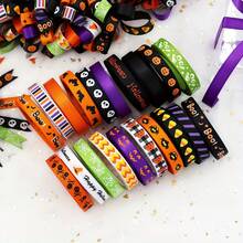5 Yards/Roll, 1cm Wide, Double-Sided Halloween Ribbon Thin Grosgrain Ghost Skull Pumpkin Spider Witch Printed Ribbon For Halloween Craft Wrapping Holiday DIY Party Decoration - View 3