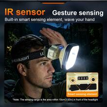 New High Brightness IR Sensor LED Headlamp USB Rechargeable Headlight Waterproof For Fishing Camping Hiking Outdoor Lighting - Headlamp - View 6
