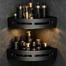 1pc Triangle Corner Shower Caddy, Bathroom Storage Rack, Indoor Shower Shelf, Shampoo Organizer, Kitchen & Bathroom Storage Box, Space-Saving Triangle Corner Shelf, Durable Wall-Mounted Bathroom Shampoo, Soap & Cosmetic Organizer, Easy To Install - Multicolor - View 2
