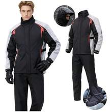 Impermeable para Motociclista Reflejante con Capucha, Chamarra para Lluvia Resistente al Agua, Protección para Moto y Scooter, Ideal para Conducción, Viajes y Uso Diario - Negro rojo - Ver 1
