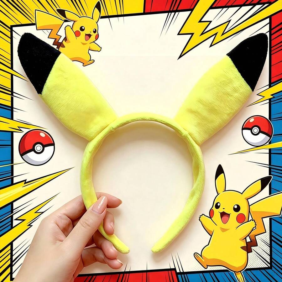 bandai 1pc Yellow Plush Ear Headband, Soft Fluffy Cosplay Costume Headpiece, Theme Party, Role Play Event, Halloween Costume, Photo Studio And Daily Styling Decoration Accessory - Multicolor - View 1