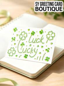 1pc/2pcs Green Four-Leaf Clover Rhinestone Decorative Stickers, 3D Rhinestone Texture, Clover & Heart Pattern, Independent Sticker Design, Self-Adhesive Backing For Easy Application, Suitable For Holiday Gift Packaging, Greeting Card Decoration, And Various Hard Surface Ornament Decoration - Decorative Stickers - View 3