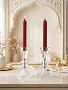 Light Luxury High-Quality Exquisite Glass Candle Holder – Table Wedding Home Ambiance Soft Decor Prop For Living Room, Office, Party, Halloween, Christmas & New Year Gift - Light Luxury  Style - View 5