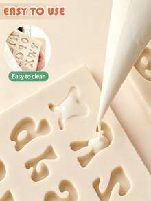 3D Letter & Number Silicone Molds, Fondant Birthday Cake Molds, Uppercase & Lowercase Cartoon Chocolate Clay Baking Tools, Candy Molds & Cake Decoration Tools, Birthday Party Decoration - Beige - View 4