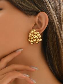 1 Pair Metal Ball Cluster Fashion Versatile Exquisite Earrings - Gold - View 4