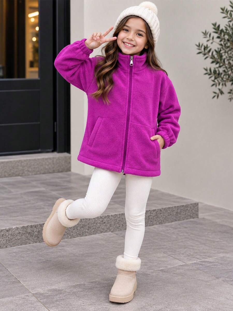 Young Girls Sweatshirts - Hot Pink - View 1