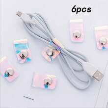 6pcs Transparent Cable Winder Earphone Organizer, Travel Storage Accessory, Simple Portable Practical - Multicolor - View 6