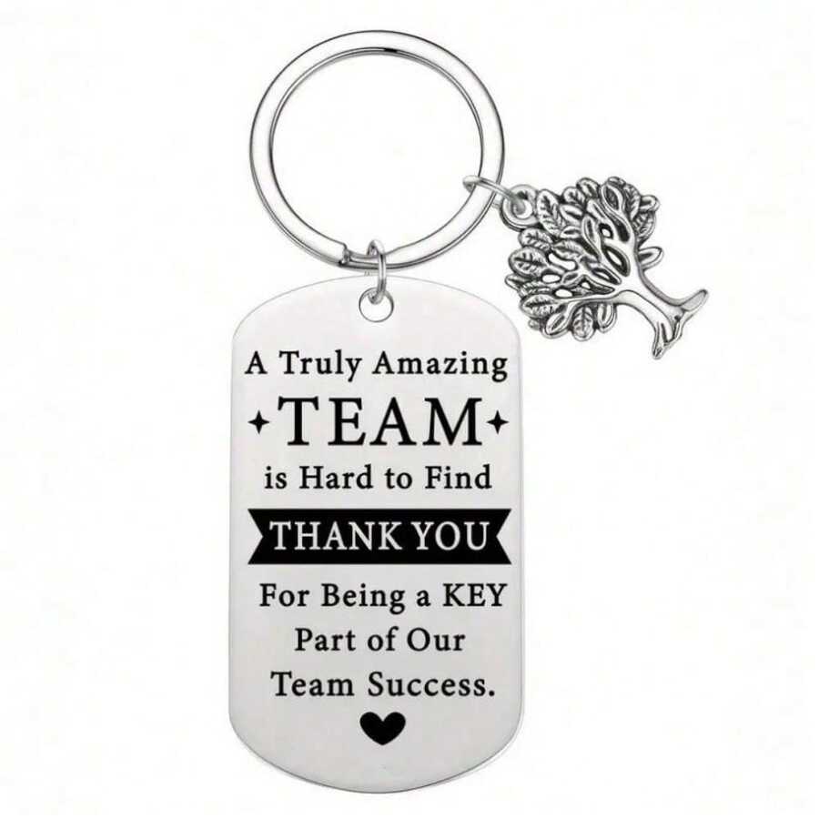 1pc Best Gift For Family And Friends, Gratitude Inspirational Gift, Backpack Accessory, Stainless Steel Keychain - Silver04 - View 1