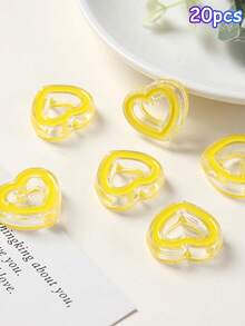20pcs 24mm Transparent Colorful Acrylic Oil Drop Beads Hollow Heart Beads DIY Beading Loose Beads Phone Chain Accessories - Hollow Heart Beads - View 9