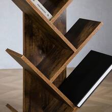 Bücherregal betonoptik - freistehendes Standregal für Bücher, Baumregal, hergestellt aus hochwertiger Spanplatte - Kamelfarben - Übersicht 9