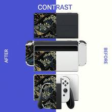 Sticker Set Compatible With Switch OLED, Black & Gold Ukiyo-E Wave Pattern, Waterproof & Scratch-Resistant Self-Adhesive Vinyl Game Console Skin, Removable Without Residue, Full Set Console + Controller Decorative Film - View 8