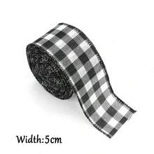 Roll Christmas Plaid Linen Decorative Ribbon/Christmas Tree Red & Green Bow Linen Ribbon/Christmas Gift Wrapping Burlap Ribbon - Multicolor - View 10