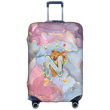 Marble Gradient Background Cute Teddy Bear Letter Luggage Suitcase Cover, Elastic Stretch Luggage Protector Sleeve, Scratch-Resistant Dust-Proof Reusable Travel Accessory - Multicolor - View 64