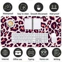 Pink Dark Purple Leopard Print PU Leather Desk Mat, Waterproof Non-Slip Large Extended Mouse Pad, Aesthetic Table Keyboard Protector For Gaming Office Home Desktop Decor - View 7