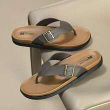 Chanclas casuales para hombre de uso doméstico, correa con hebilla regulable, suela resistente, calzado cómodo para verano - Gris - Ver 8