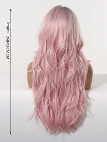 Halloween Wig Deep Root Gradient Light Pink/Purple Long Wavy Hair Color Women's Wig Heat Resistant Synthetic Fiber Natural Look Halloween Costume Cosplay Theme Party Daily Wear - Multicolor - View 3