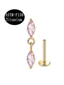 1pc ASTM-F136 Titanium Flat Back Stud Earrings Lip Stud Internally Threaded Clear CZ Labret Monroe Cartilage Rook Conch Tragus Piercing Jewelry - Star - View 14