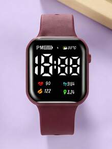 5pcs/Set Cute Elegant Square LED Digital Electronic Watch With Classic Heart Jewelry Set, Flexible Silicone Sports Strap, Compact Lightweight For Student Daily Wear, Perfect Gift For Back To School, Graduation, Birthday, Valentine's Day, Christmas, Thanksgiving (Gift Box Not Included) - Multicolor - View 8