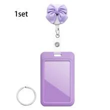 1 Set Retractable Bow Badge Reel With Colorful ID Card Holder And Fun Keychain Accessory, Easy Pull Design, Ideal Gift For Nurses, Doctors And Office Staff, ID Card Holder - Multicolor - View 9