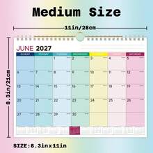 2027 Colorful Wall Calendar, 12-Month Full Year Calendar, Large Grid Writing Space, Home Office Schedule Planning Calendar, Full Year Time Management Planner - Color - View 2