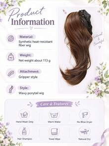 12 Inch Curly Ponytail Heat-Resistant Synthetic Fiber Cloud-Shaped Claw Clip Ponytail Wig Smooth Wavy Ponytail For Women Daily Wear & Special Occasions - Multicolor - View 7