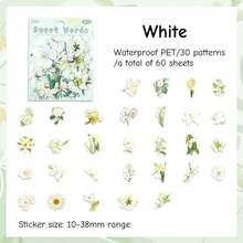 60pcs/Set Spring Floral Series Stickers, Includes Various Floral Stickers, Suitable For DIY Notebook Creation, Floral Decoration And Decorative Stickers. Applicable Materials Include Glass, Notebooks, Etc., Used For Making Decorative Stickers. - Set - View 10