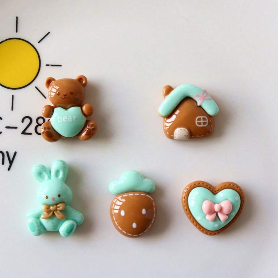 5/10/15pcs Cute Bear & Rabbit Fridge Magnets, Heart Decorative Magnets, Suitable For Office Whiteboard, Storage Cabinet, Dishwasher, Kitchen Decor, Home Decor, Holiday Gift For Friends, Party Favor - Multicolor - View 1