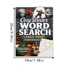 1piece,Christmas Word Search Puzzle NoteBook For Adults Seniors, 22 Pages Large Print Holiday Brain Game,Multiple Styles Available,No Pen Include - Rectangle - View 8