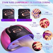 UV LED Nail Lamp, Professional LED Nail Dryer For Gel Nails, Equipped With 57 LED Beads, 4 Timer Settings And Auto-Sensing Function, Fast Drying, Ideal For Home Nail Salons. - White - View 3