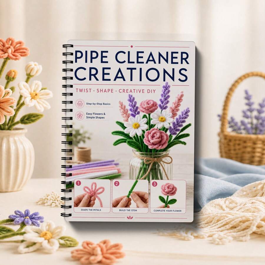 Tube Cleaning Toy Creation Notebook, English Version, Handmade Project Ideas, Suitable For Beginners, Step-By-Step Handmade Instructions, Simple Creative Projects For Students And Craft Enthusiasts, Perfect Gift For Birthday, Christmas And Holidays - A - View 1