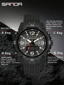 New Arrival Top Brand Men's Electronic Watch Multi Functional Night Light Alarm Clock Waterproof Cool Male And Female Sport Digital Watch SANDA 6393 - All Black - View 6