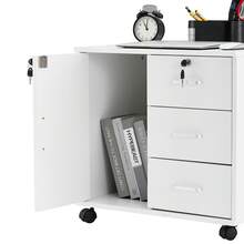 CLIPOP Rollcontainer, Abschließbarer, , Büroschrank Aktenschrank mit 3 Schubladen, 1 Geschlossener Stauraum,Bürocontainer Schubladenschrank Druckerständer - Weiss - Übersicht 7
