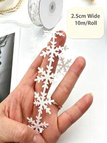 5/1pc 10m Christmas Snowflake Garland Ribbon, Glitter Gold & Silver Snowflake Decorative Edge, Suitable For Christmas Decoration, Christmas Hanging Ornaments, Wedding Party DIY Decor, Holiday Tree Gift Wrapping And Home Decor - Multiple Styles - View 12