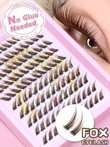 120簇棕色狐狸眼單簇假睫毛，帶漸寬貓眼尾，柔軟棕色簇狀睫毛，打造迷人杏仁眼日常與夜出妝容 - C - 查看 1