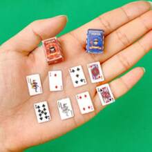 5/10pcs Mini Poker Card Model, Miniature Poker DIY Handmade Decor, Party Tabletop Game Toy, Novelty Small Gift, Random Color - Multicolor - View 2