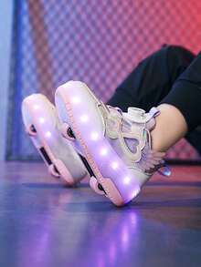 青少年輪滑鞋 走路鞋 四輪輪滑鞋 小四輪鞋 輪子鞋 LED可充電發光鞋 發光鞋 - 紫色 - 查看 8