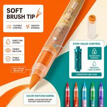 24 Colors Soft Tip Acrylic Marker Set, Flexible Pen Tip For Delicate And Controllable Lines, Student Art Professional Painting Character Drawing Marker Set, Graffiti Coloring DIY Animation Character Hand-Drawn Marker, Suitable For Glass, Plastic, Metal, Cardboard, Clothing And Other Surfaces, Ideal For Students - Multicolor - View 5