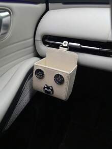1pc Creative DIY Striped Button Resin Cat Car Air Vent Storage Box, Creative Car Interior Phone & Sundries Storage Bin, Car Air Vent Leather Phone, Coin & Card Hanging Organizer Pocket, Hanging Car Interior Storage Box - Multicolor - View 5