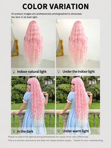 7JHH WIGS Halloween Extra Long Grey Cosplay Wig For Women 44 Inch Wavy Wig With Bangs, Fluffy Synthetic Heat-Resistant Costume Wig For Cosplay Wear,Party Carnival Festivals Use( Pink, Green, Red ) - Multicolor - View 7