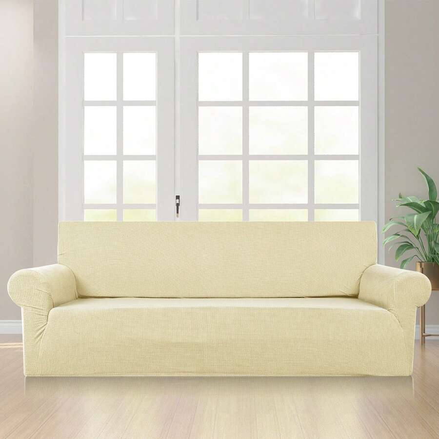 Super Stretch Couch Cover (72"-92") Universal Sofa Covers With Elastic Bottom, Dog Cat Pets Friendly Washable Furniture Protector Fitted Sofa Slipcovers Stay In Place - Apricot - View 1