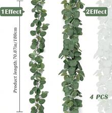 4-Piece Artificial Eucalyptus Branch Garland Set, 1.8 Meters Long – Ideal For Wedding Decorations, Table Centerpieces, And Festive Floral Arrangements - 4pcs - View 10