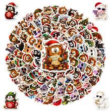 Whimsical Xmas Feline Decorative Sticker Pack 100/200 Pieces Waterproof Decals For Festive Atmosphere Craft Decoration - A-100PCS - View 2