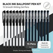 15Pcs 0.5mm Quick-Dry Black Gel Rollerball Pen, Smooth Writing, Ultra-Fast Drying, With Pen Clip, Suitable For Office And Study - Sets - View 7
