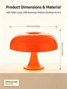 1pc Art Deco Orange Acrylic Table Lamp, USB Powered LED Desk Light 3‑Color Dimmable Button Control Upward Lighting, Decorative Lamp For Bedroom Living Room Study Library Cafe Bar Home Room Decor No Bulb Included - Multicolor - View 4
