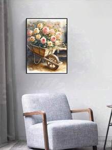1 buah Stiker Lukisan Berlian DIY Bordir Bunga Mawar Sepeda Roda Satu Dekorasi Rumah Bor Penuh 30*40cm/40x50cm - Set - View 3