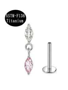 1pc ASTM-F136 Titanium Flat Back Stud Earrings Lip Stud Internally Threaded Clear CZ Labret Monroe Cartilage Rook Conch Tragus Piercing Jewelry - Star - View 7
