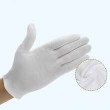 2/10/20/30PCS (1 Pair/5 Pairs/10 Pairs/15 Pairs) White Elastic Gloves, Comfortable To Wear, Breathable Lining, Suitable For Eczema And Dry Hands, Moisturizing SPA-Grade Soft Jewelry Inspection Gloves, Suitable For Driving, Performance, Cycling, Wedding And Unisex Party Occasions, All Seasons - White - View 10