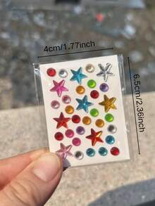 5pcs/10pcs Colorful Heart & Flower Rhinestone Stickers, 3D Crystal Glitter Decals For Phone Case, Camera, Earbuds, Laptop Decoration - Colorful Diamond Style - View 11