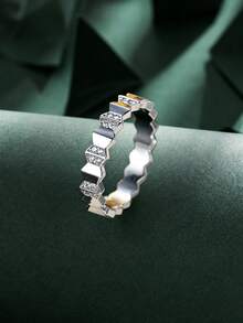 4pcs/Set Women's Geometric Tiered Rhinestone Bracelet & Ring Set, Luxury 3D Patchwork Design, Exquisite Sparkling Versatile Jewelry, Suitable For Banquet, Date, Wedding And Holiday Gift - S62619-jZ23846 - View 24