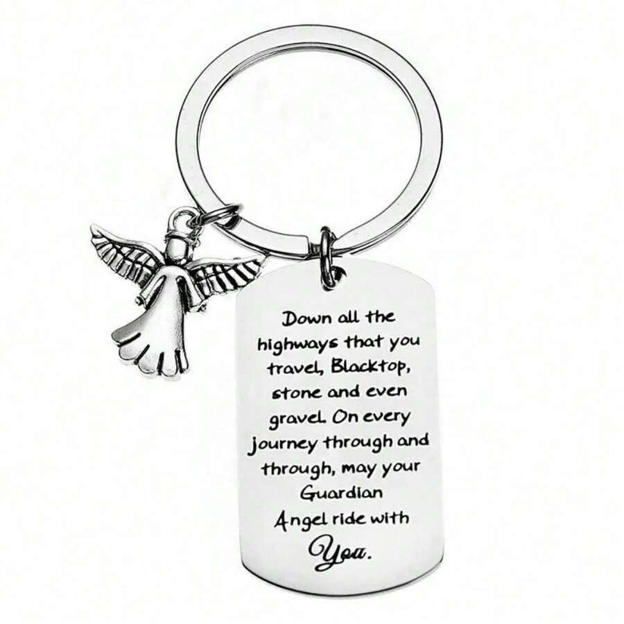 1pc Best Gift For Family And Friends, Inspirational Gratitude Gift, Backpack Accessory, Stainless Steel Keychain - Silver05 - View 1